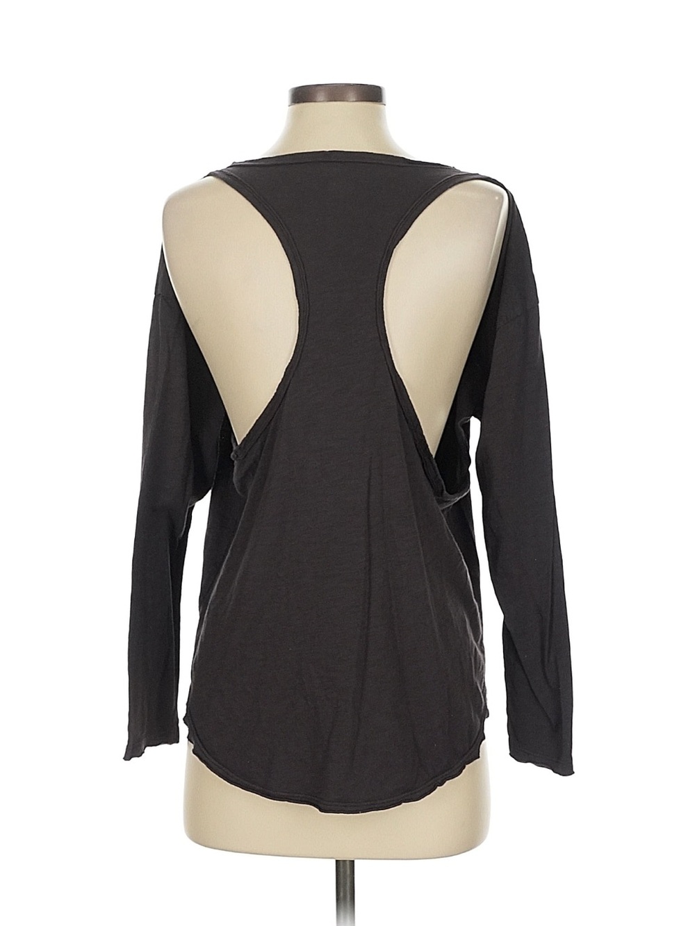 Anthropologie Black Open-Back Long Sleeve Racer Top
